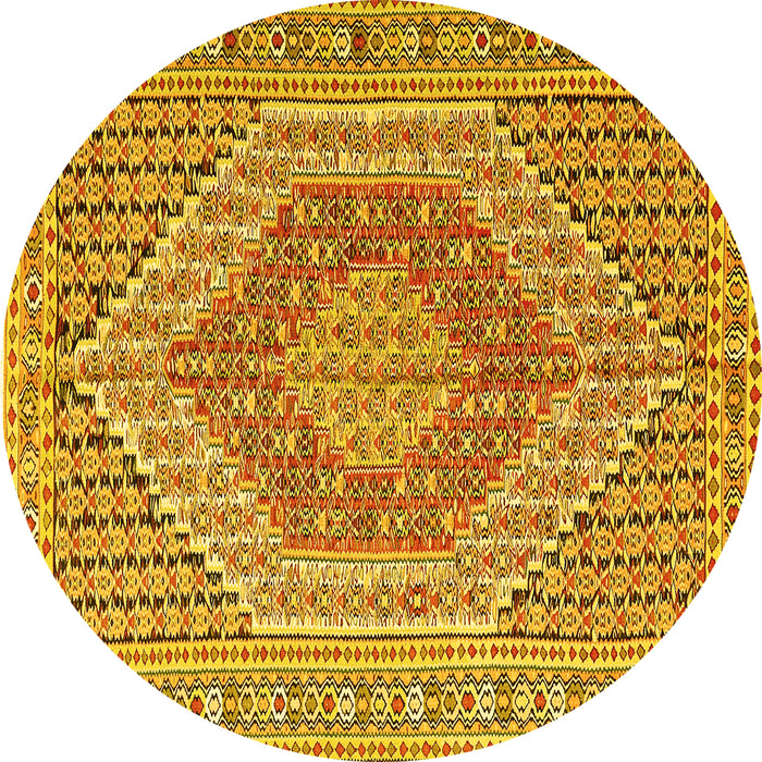 Round Persian Yellow Traditional Rug, tr226yw
