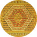 Round Persian Yellow Traditional Rug, tr226yw