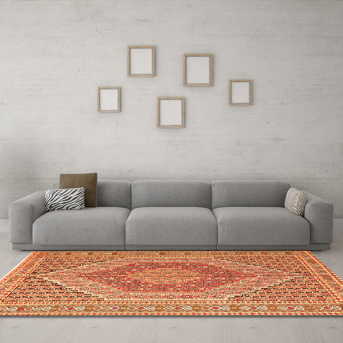 Machine Washable Persian Orange Traditional Area Rugs in a Living Room, wshtr226org