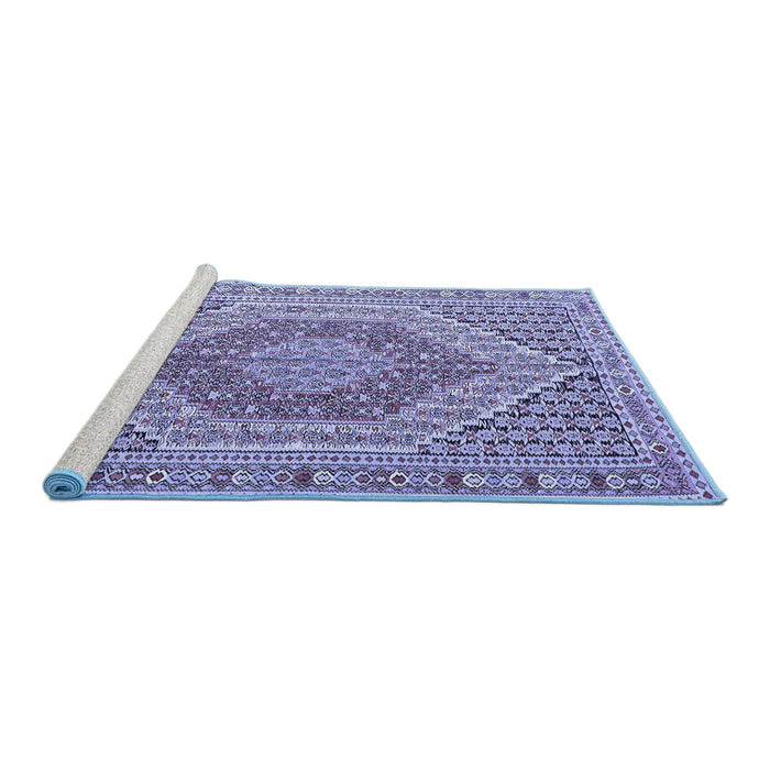 Sideview of Machine Washable Persian Blue Traditional Rug, wshtr226blu
