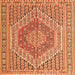 Round Machine Washable Persian Orange Traditional Area Rugs, wshtr226org