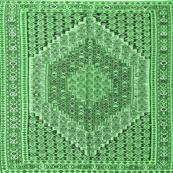 Square Machine Washable Persian Emerald Green Traditional Area Rugs, wshtr226emgrn