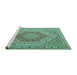 Sideview of Machine Washable Persian Turquoise Traditional Area Rugs, wshtr226turq