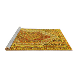 Sideview of Machine Washable Persian Yellow Traditional Rug, wshtr226yw