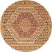 Round Persian Brown Traditional Rug, tr226brn