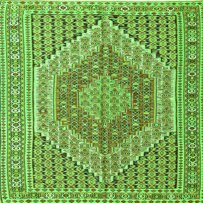 Round Machine Washable Persian Green Traditional Area Rugs, wshtr226grn