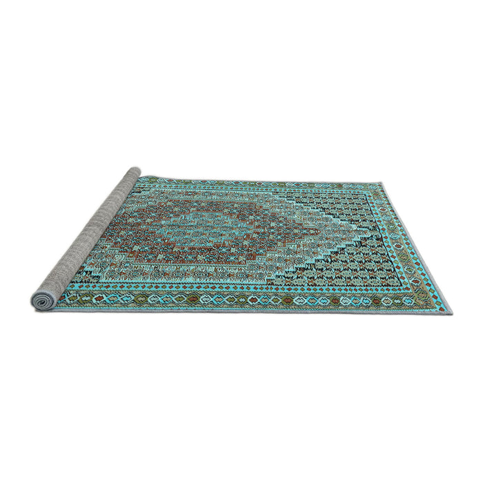 Sideview of Machine Washable Persian Light Blue Traditional Rug, wshtr226lblu