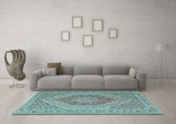 Machine Washable Persian Light Blue Traditional Rug in a Living Room, wshtr226lblu