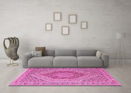 Machine Washable Persian Pink Traditional Rug in a Living Room, wshtr226pnk