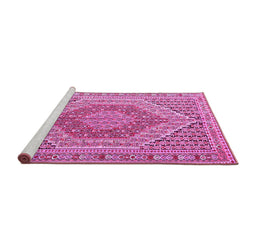 Sideview of Machine Washable Persian Pink Traditional Rug, wshtr226pnk