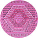 Round Machine Washable Persian Pink Traditional Rug, wshtr226pnk