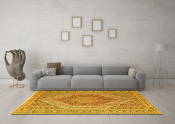 Machine Washable Persian Yellow Traditional Rug in a Living Room, wshtr226yw