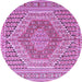 Round Machine Washable Persian Purple Traditional Area Rugs, wshtr226pur