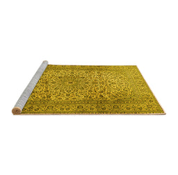 Sideview of Machine Washable Persian Yellow Traditional Rug, wshtr2270yw