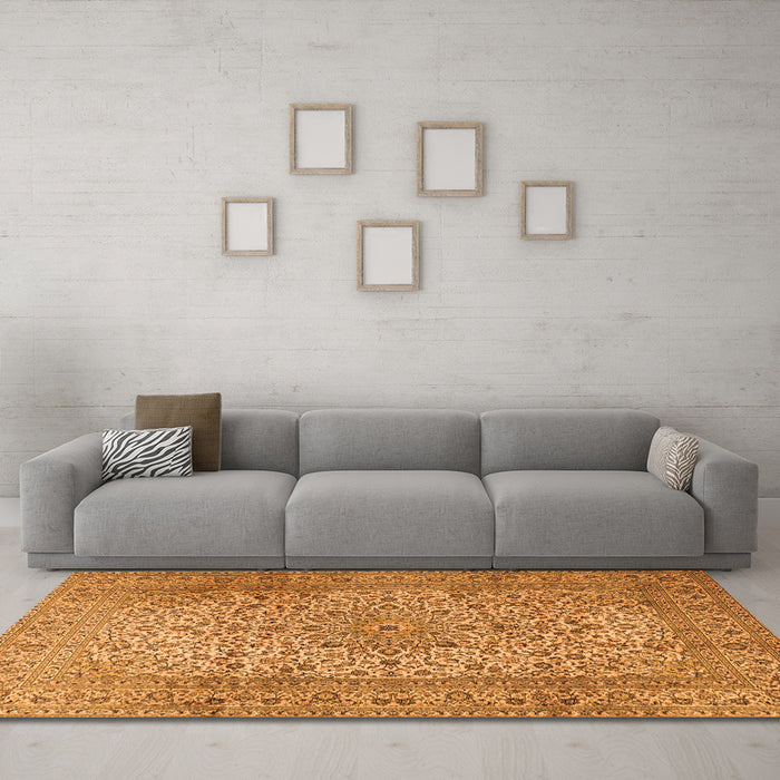 Machine Washable Persian Orange Traditional Area Rugs in a Living Room, wshtr2270org