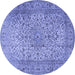 Round Machine Washable Persian Blue Traditional Rug, wshtr2270blu