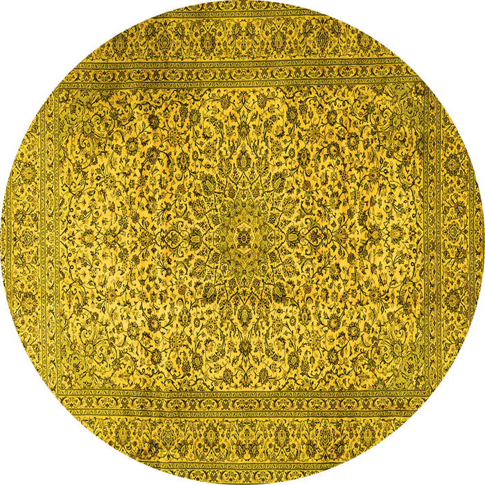 Round Persian Yellow Traditional Rug, tr2270yw