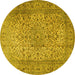 Round Persian Yellow Traditional Rug, tr2270yw