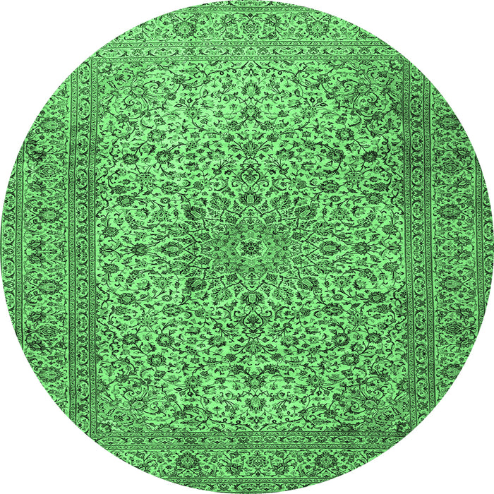 Round Persian Emerald Green Traditional Rug, tr2270emgrn