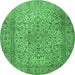 Round Persian Emerald Green Traditional Rug, tr2270emgrn