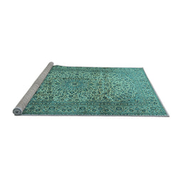 Sideview of Machine Washable Persian Light Blue Traditional Rug, wshtr2270lblu