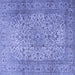 Square Machine Washable Persian Blue Traditional Rug, wshtr2270blu