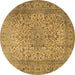 Round Persian Brown Traditional Rug, tr2270brn