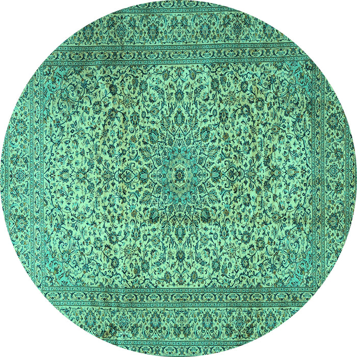 Round Persian Turquoise Traditional Rug, tr2270turq