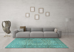 Machine Washable Persian Light Blue Traditional Rug in a Living Room, wshtr2270lblu