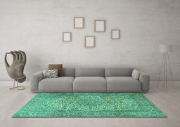 Machine Washable Persian Turquoise Traditional Area Rugs in a Living Room,, wshtr2270turq