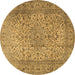 Round Machine Washable Persian Brown Traditional Rug, wshtr2270brn