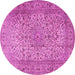 Round Machine Washable Persian Pink Traditional Rug, wshtr2270pnk