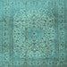 Square Machine Washable Persian Light Blue Traditional Rug, wshtr2270lblu