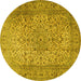 Round Machine Washable Persian Yellow Traditional Rug, wshtr2270yw