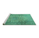 Sideview of Machine Washable Persian Turquoise Traditional Area Rugs, wshtr2270turq