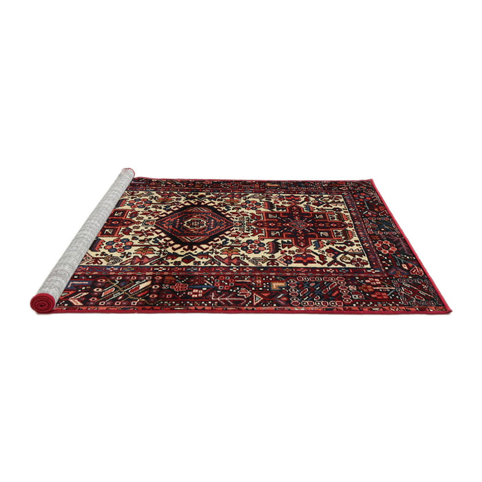 Sideview of Machine Washable Traditional Dark Gold Brown Rug, wshtr2271