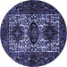 Round Machine Washable Persian Blue Traditional Rug, wshtr2271blu