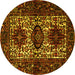 Round Persian Yellow Traditional Rug, tr2271yw