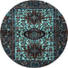 Round Machine Washable Persian Light Blue Traditional Rug, wshtr2271lblu