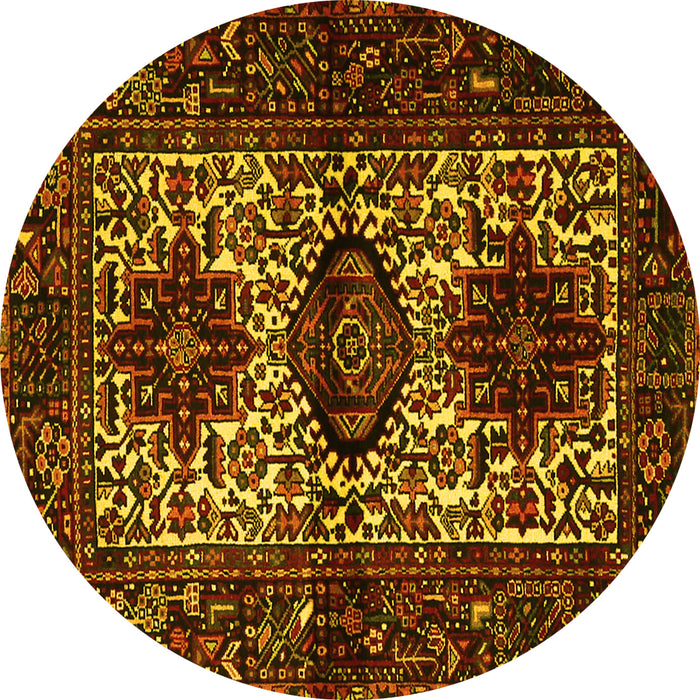 Round Machine Washable Persian Yellow Traditional Rug, wshtr2271yw