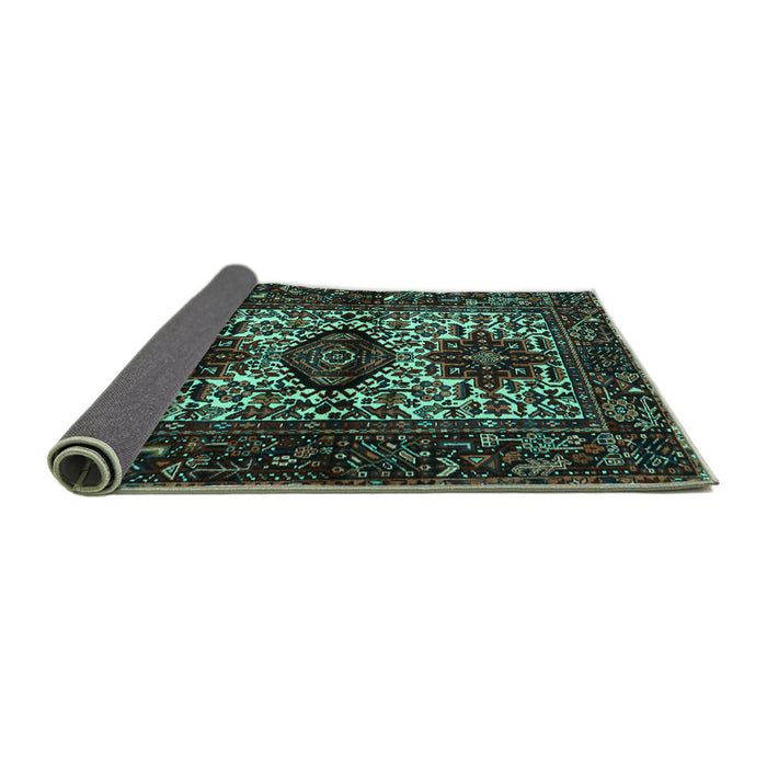 Sideview of Persian Turquoise Traditional Rug, tr2271turq