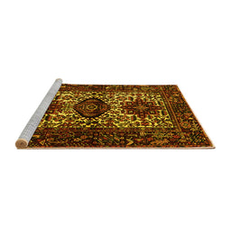 Sideview of Machine Washable Persian Yellow Traditional Rug, wshtr2271yw