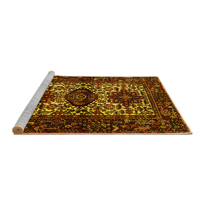 Sideview of Machine Washable Persian Yellow Traditional Rug, wshtr2271yw