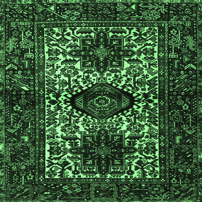 Square Machine Washable Persian Emerald Green Traditional Area Rugs, wshtr2271emgrn