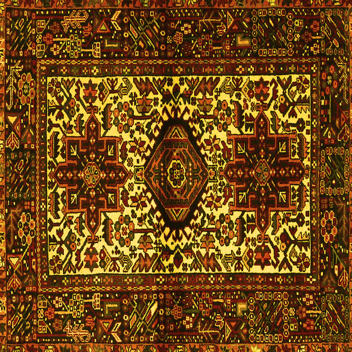 Square Machine Washable Persian Yellow Traditional Rug, wshtr2271yw