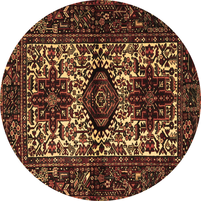 Round Machine Washable Persian Brown Traditional Rug, wshtr2271brn