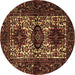 Round Machine Washable Persian Brown Traditional Rug, wshtr2271brn