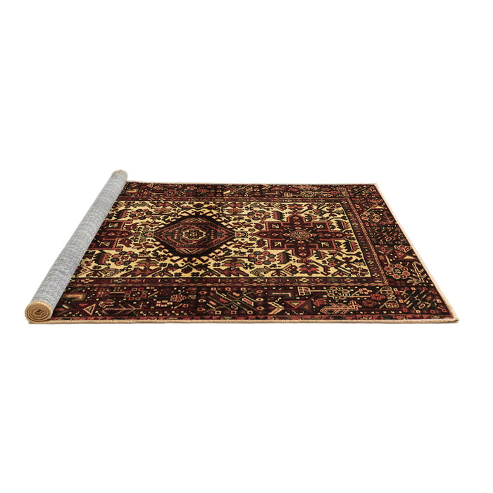 Sideview of Machine Washable Persian Brown Traditional Rug, wshtr2271brn