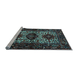 Sideview of Machine Washable Persian Light Blue Traditional Rug, wshtr2271lblu