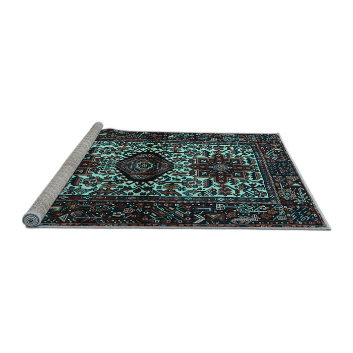 Sideview of Machine Washable Persian Light Blue Traditional Rug, wshtr2271lblu